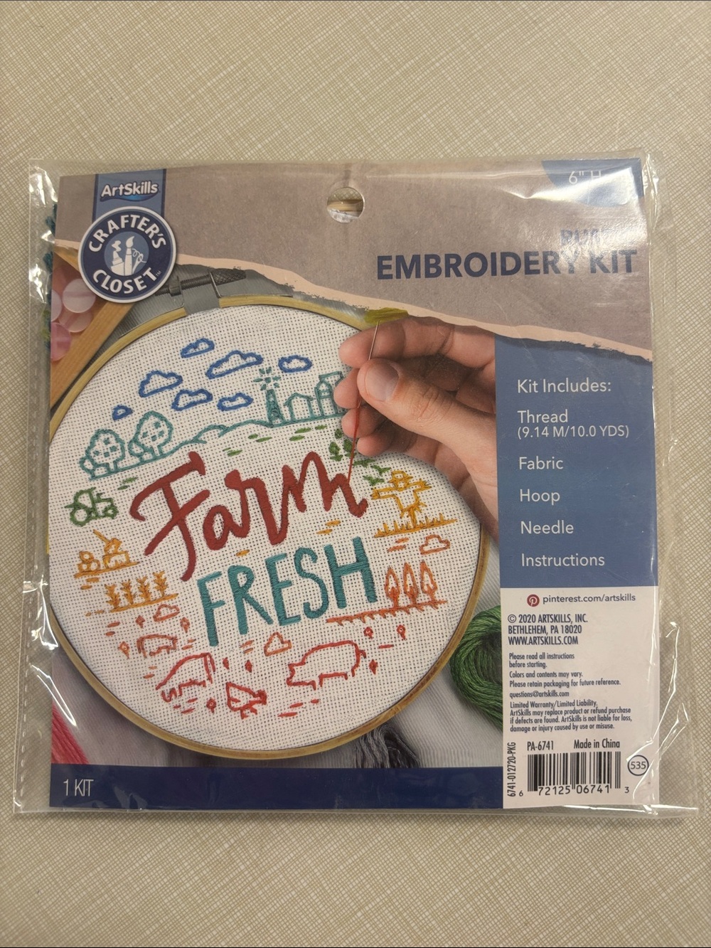 "Farm Fresh" Embroidery Kit - Red & Teal